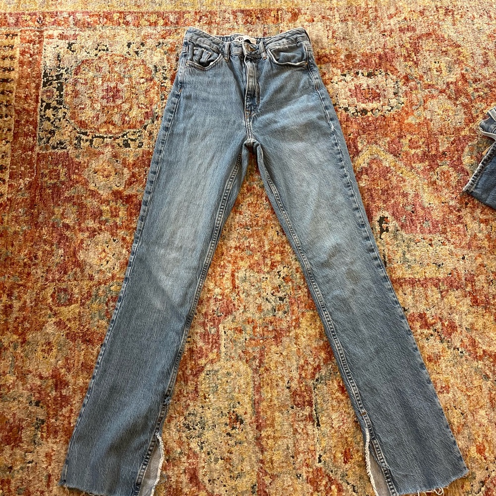 Zara Light Blue Straight Leg Jeans